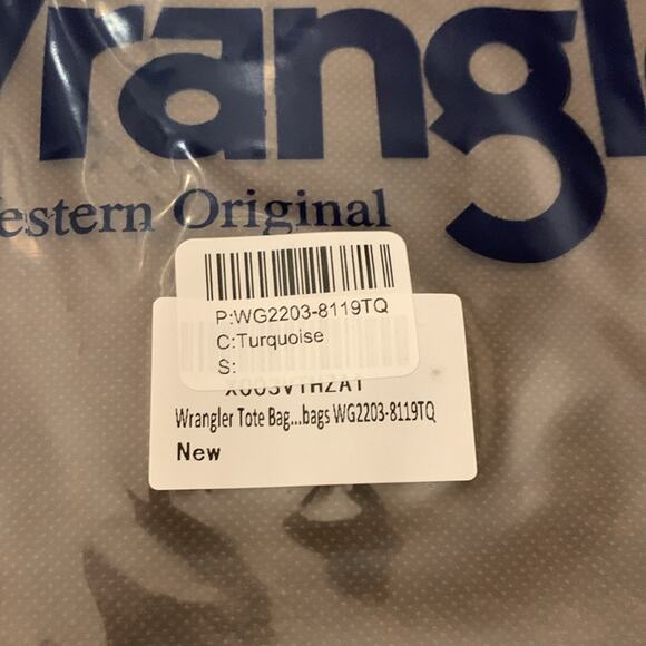 Wrangler Southwestern Pattern Dual Sided Print Canvas Wide Tote - Turquoise - Picture 12 of 14